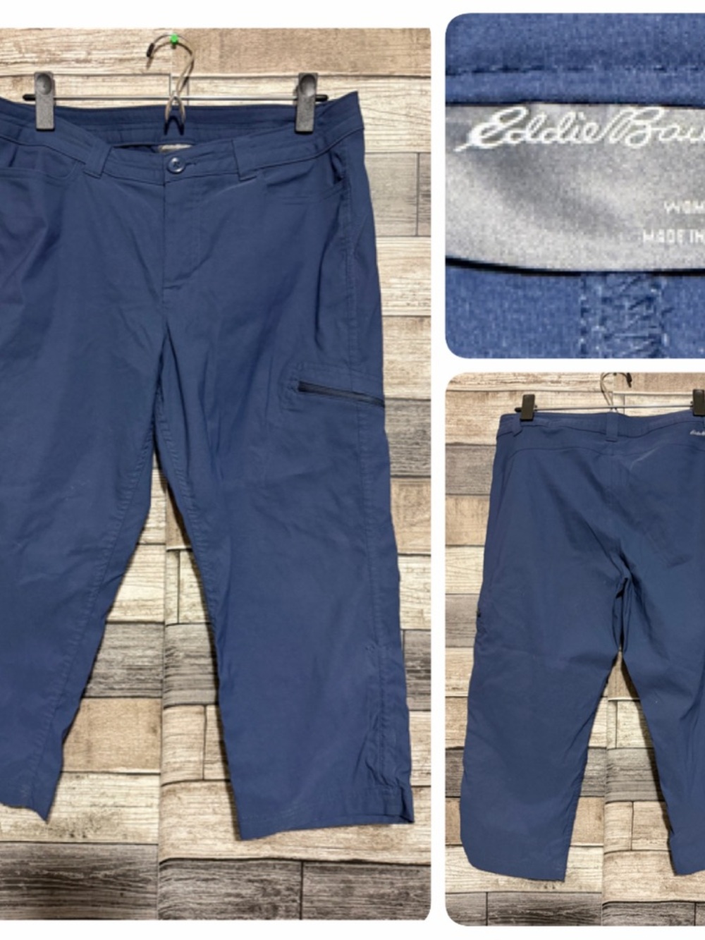 Eddie Bauer Capri Hiking Pants Women’s 10 Blue Cargo Pocket (Inseam 20)